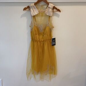 Rodarte for Target 20th Anniv Mustard Yellow Tulle Slip Mini Dress- size XS NWT